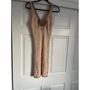 Free People Champagne Beaded Patterned Dress Size Small